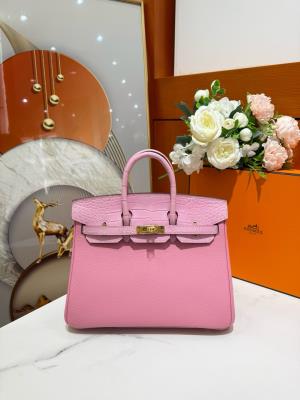 wholesale quality hermes birkin 25 pink matte alligator and togo touch